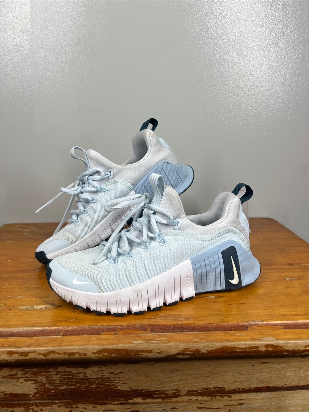 Nike Free Pale Blue and White Flex Run Sneakers